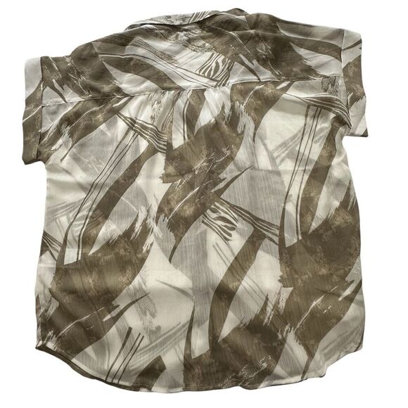 DKNY Women's M Geometric Print Button-Up Short Sleeve Blouse Multicolor - Picture 3 of 5